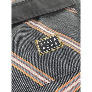 Billabong Board Shorts Striped Grey Blue Orange Brown Vintage Vibe EUC Size 30